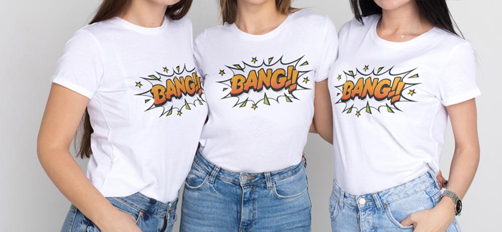 Tres camisetas comic personalizadas vistas en tres chicas 